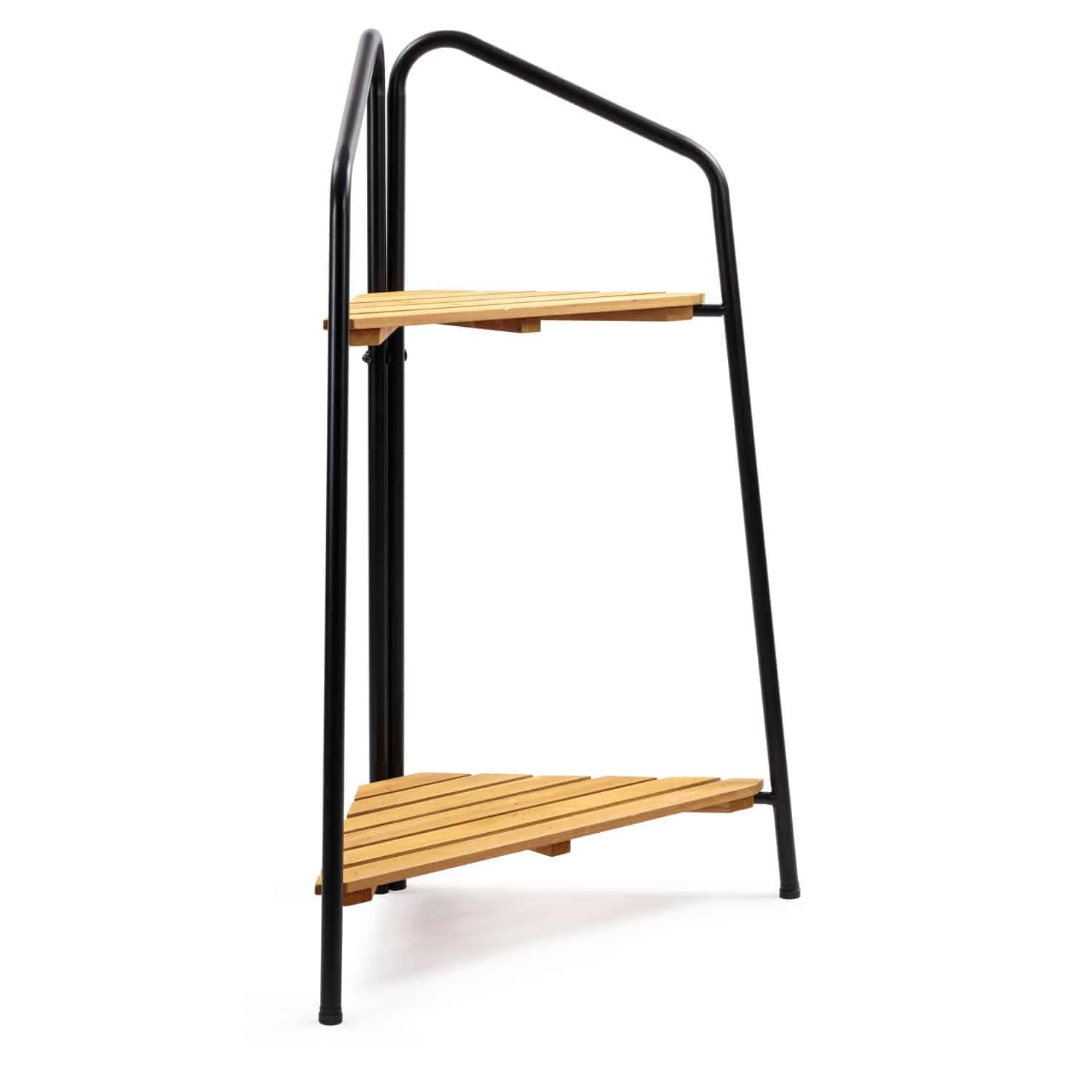 Takasho Moderno Corner Plant Stand 2 Shelf - Black/Natural Timber - Image 3