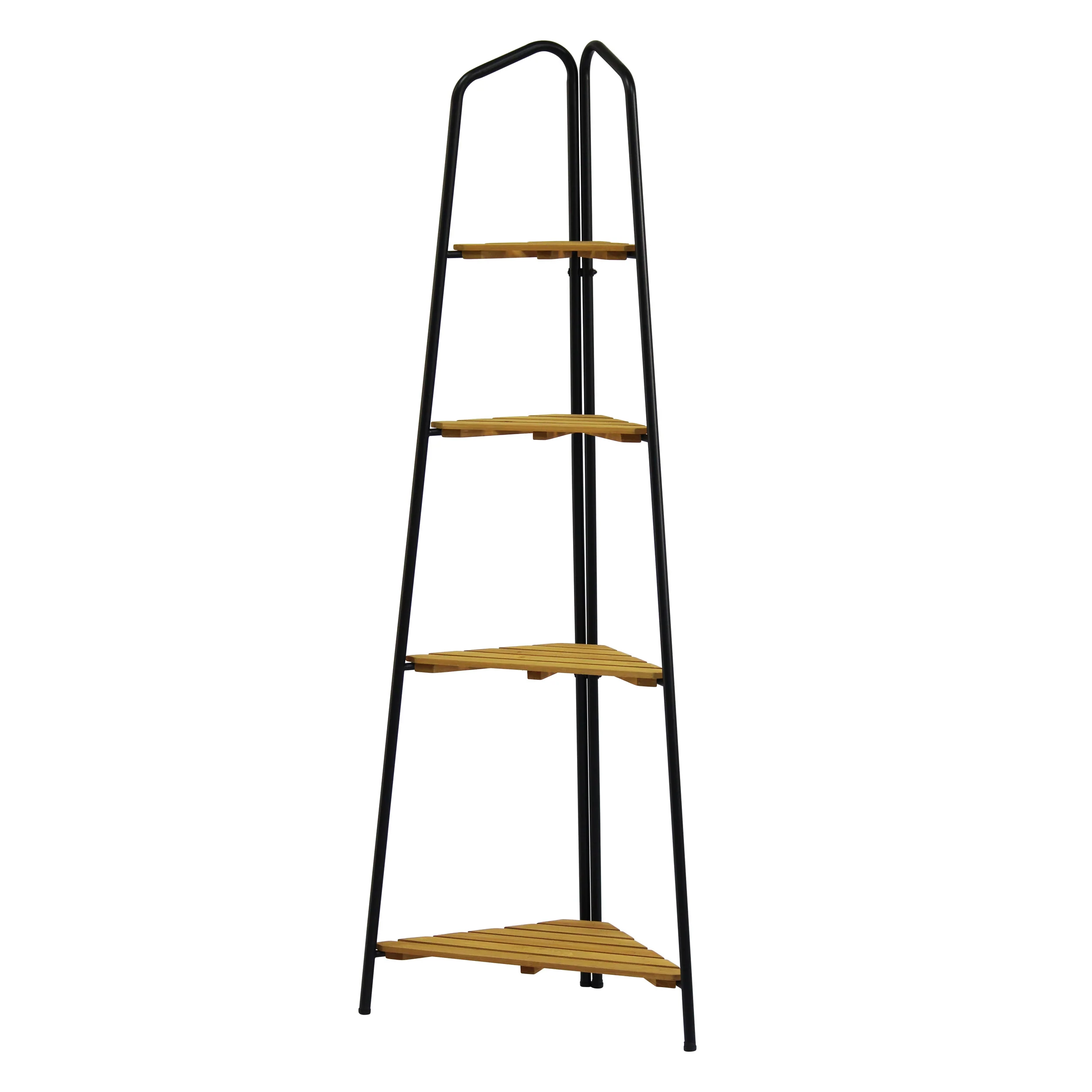 Takasho Moderno Corner Plant Stand 4 Shelf - Black/Natural Timber - Image 2
