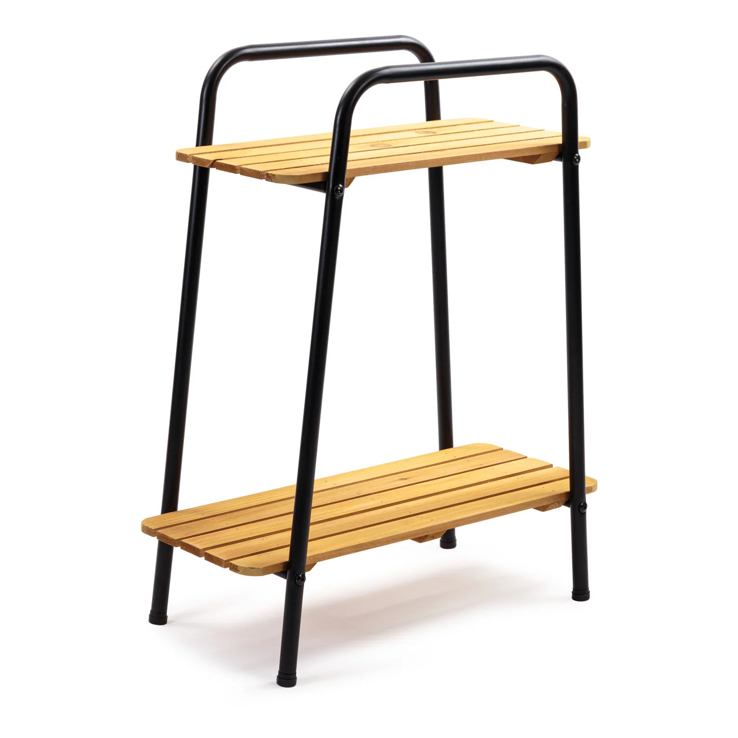 Takasho Moderno Plant Stand 2 Shelf - Black/Natural Timber - Image 2