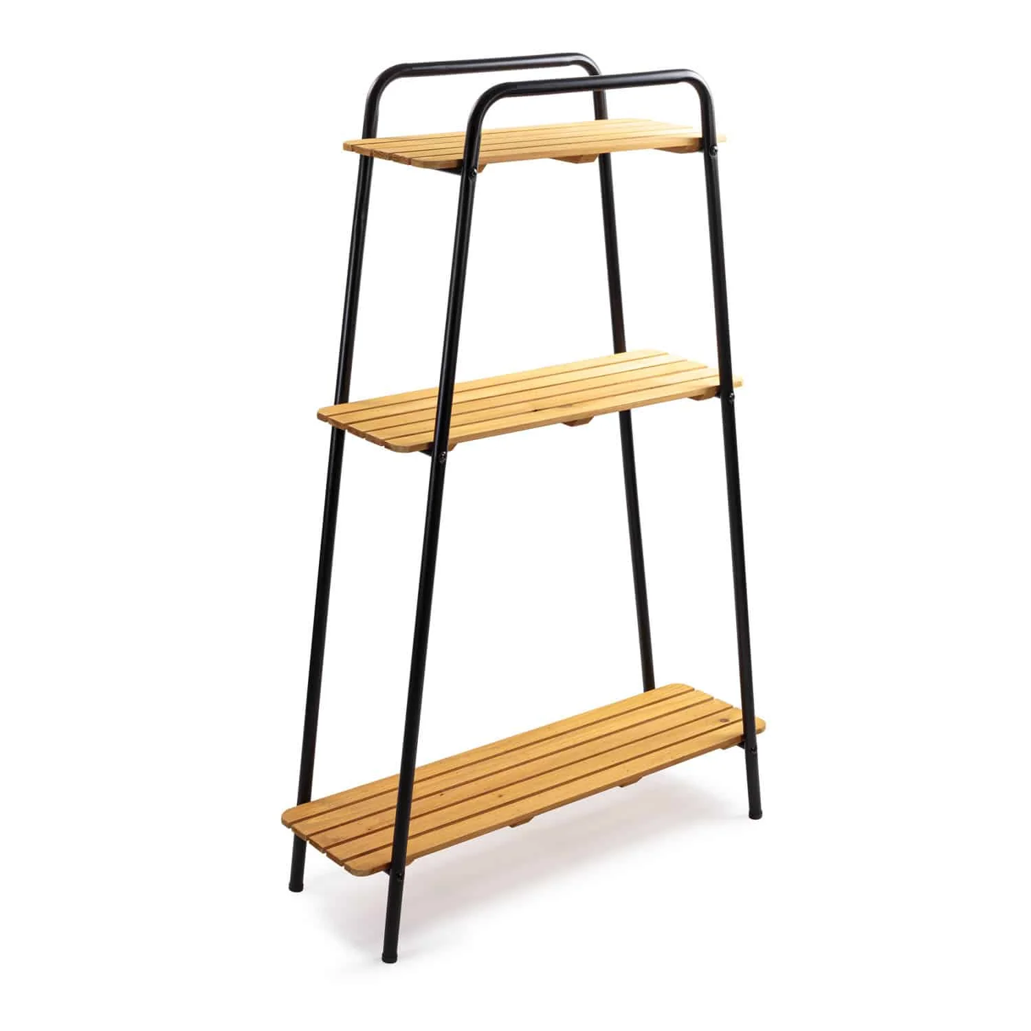 Takasho Moderno Tall Plant Stand 3 Shelf - Black/Natural Timber - Image 2