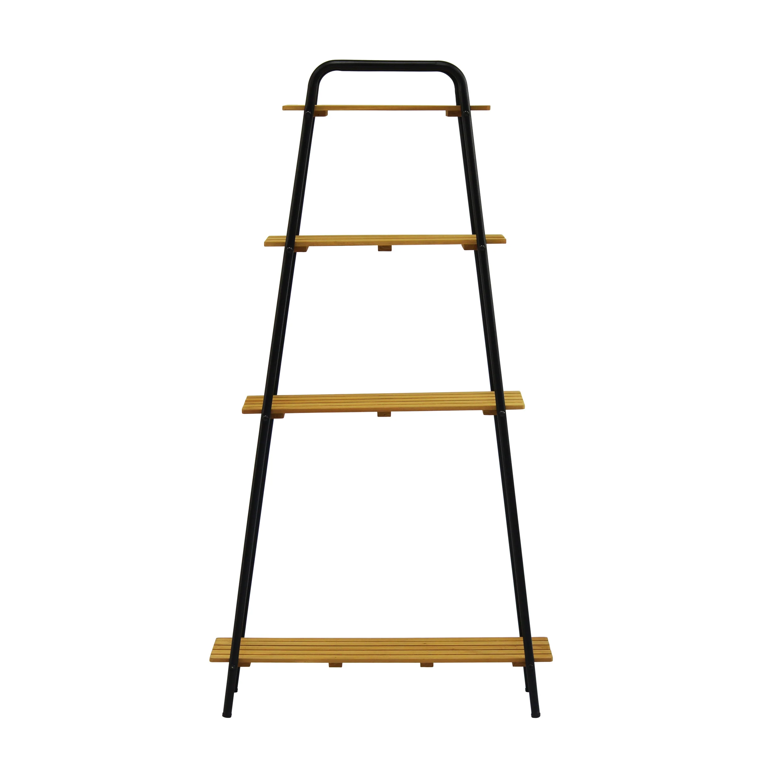 Takasho Moderno Tall Plant Stand 4 Shelf - Black/Natural Timber - Image 2