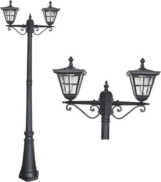 Takasho Double Post Light Heritage Style Lamp with Solar Panel - Image 2
