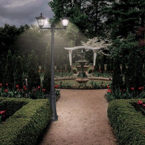 Takasho Double Post Light Heritage Style Lamp with Solar Panel - Image 3