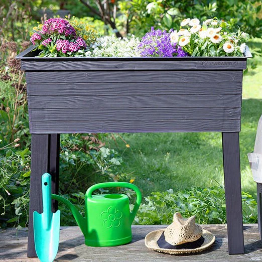 URBAN Plastic Raised Garden Planter 650H x 750W x 370D - Brown - Image 3