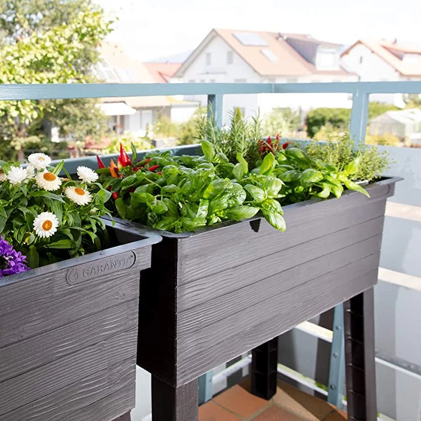 URBAN Plastic Raised Garden Planter 650H x 750W x 370D - Brown - Image 4