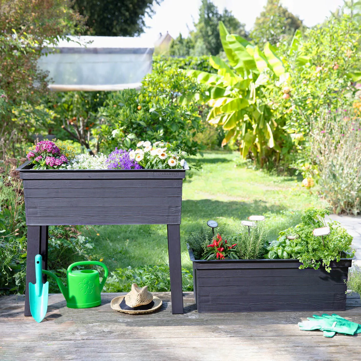 URBAN Plastic Raised Garden Planter 650H x 750W x 370D - Brown - Image 5