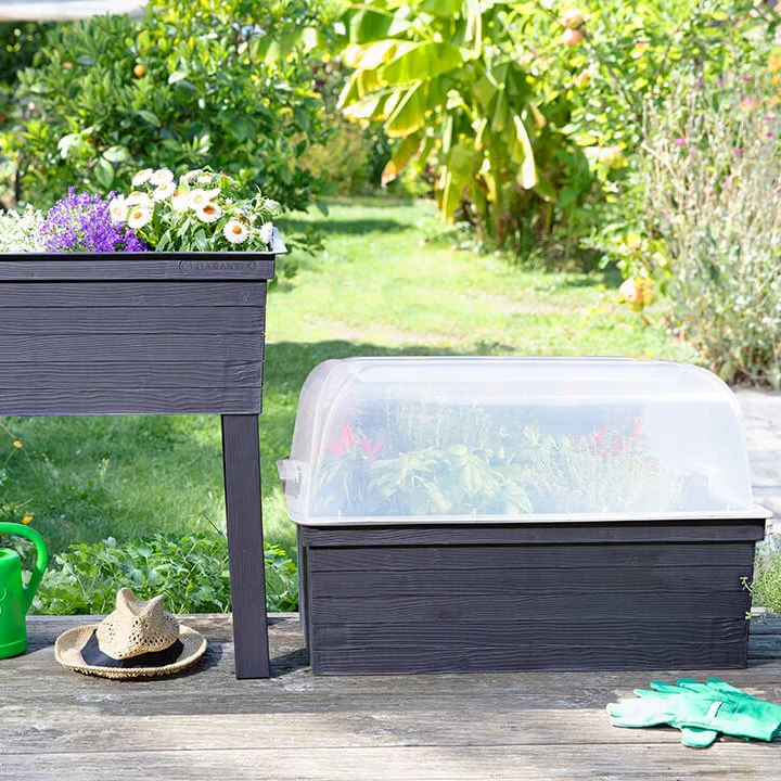 URBAN Plastic Raised Garden Planter & Cloche Cover 870H x 750W x 370D - Brown - Image 10