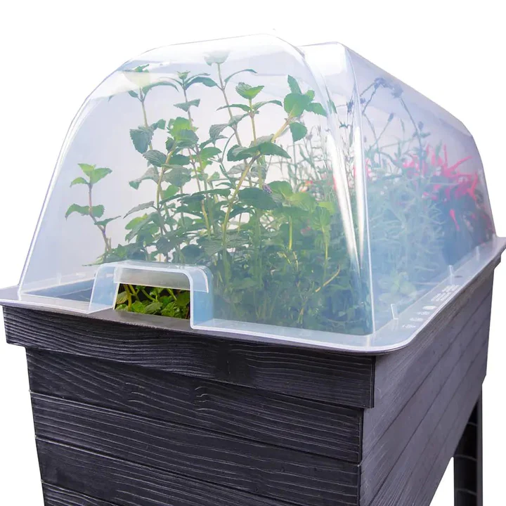 URBAN Plastic Raised Garden Planter & Cloche Cover 870H x 750W x 370D - Brown - Image 4