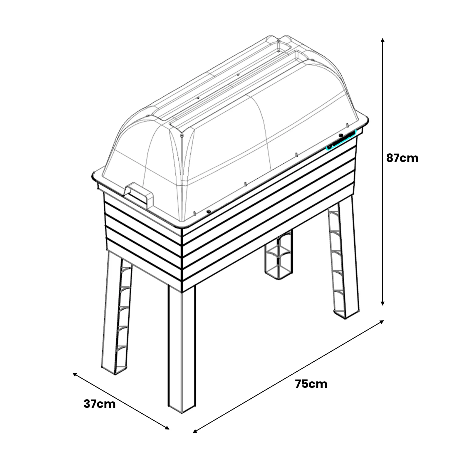 URBAN Plastic Raised Garden Planter & Cloche Cover 870H x 750W x 370D - Brown - Image 8