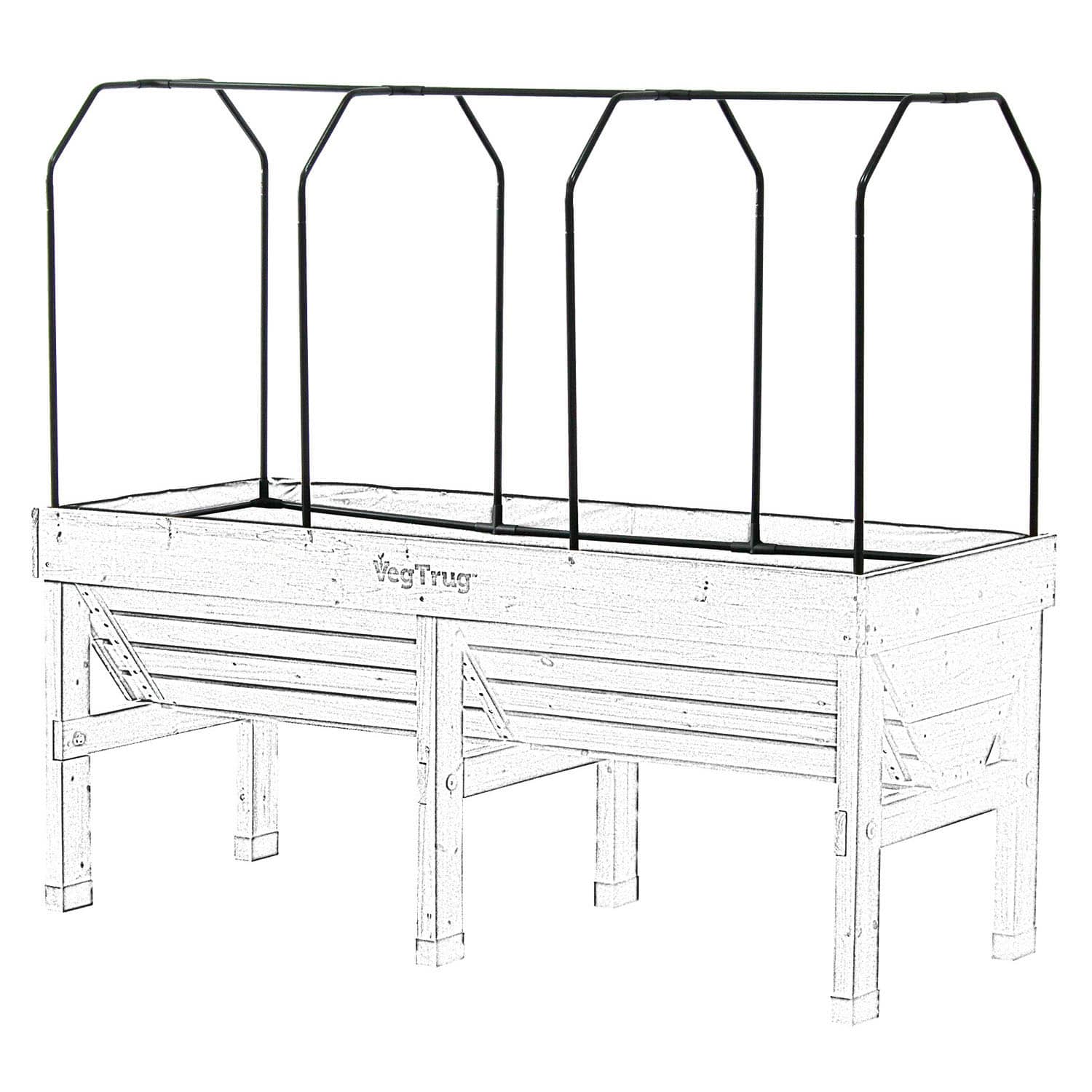 VegTrug 90cm Frame with PE Greenhouse and Shade Covers for Medium 1.8m Classic Planter - Image 3