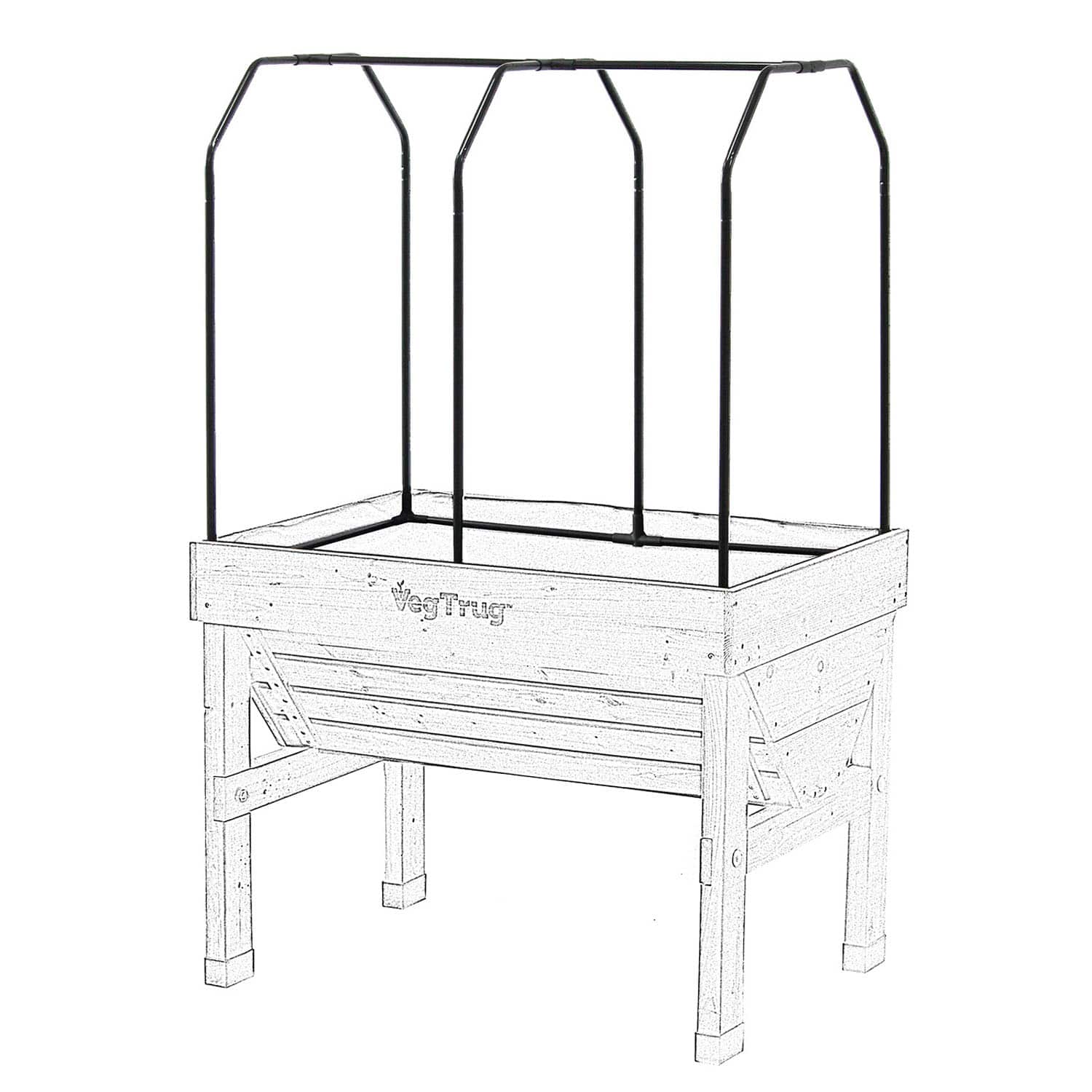 VegTrug 90cm Frame with PE Greenhouse and Shade Covers for Small 1m Classic Planter - Image 3