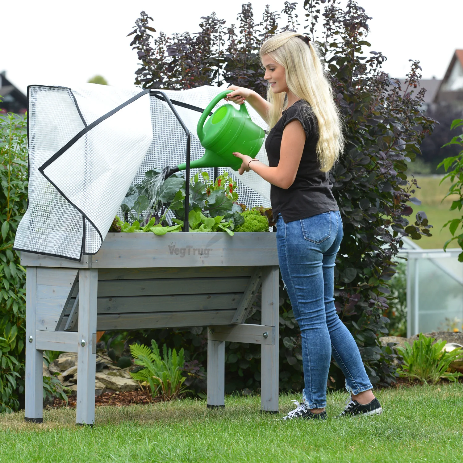 VegTrug 90cm Frame with PE Greenhouse and Shade Covers for Small 1m Wall-hugger - Image 2