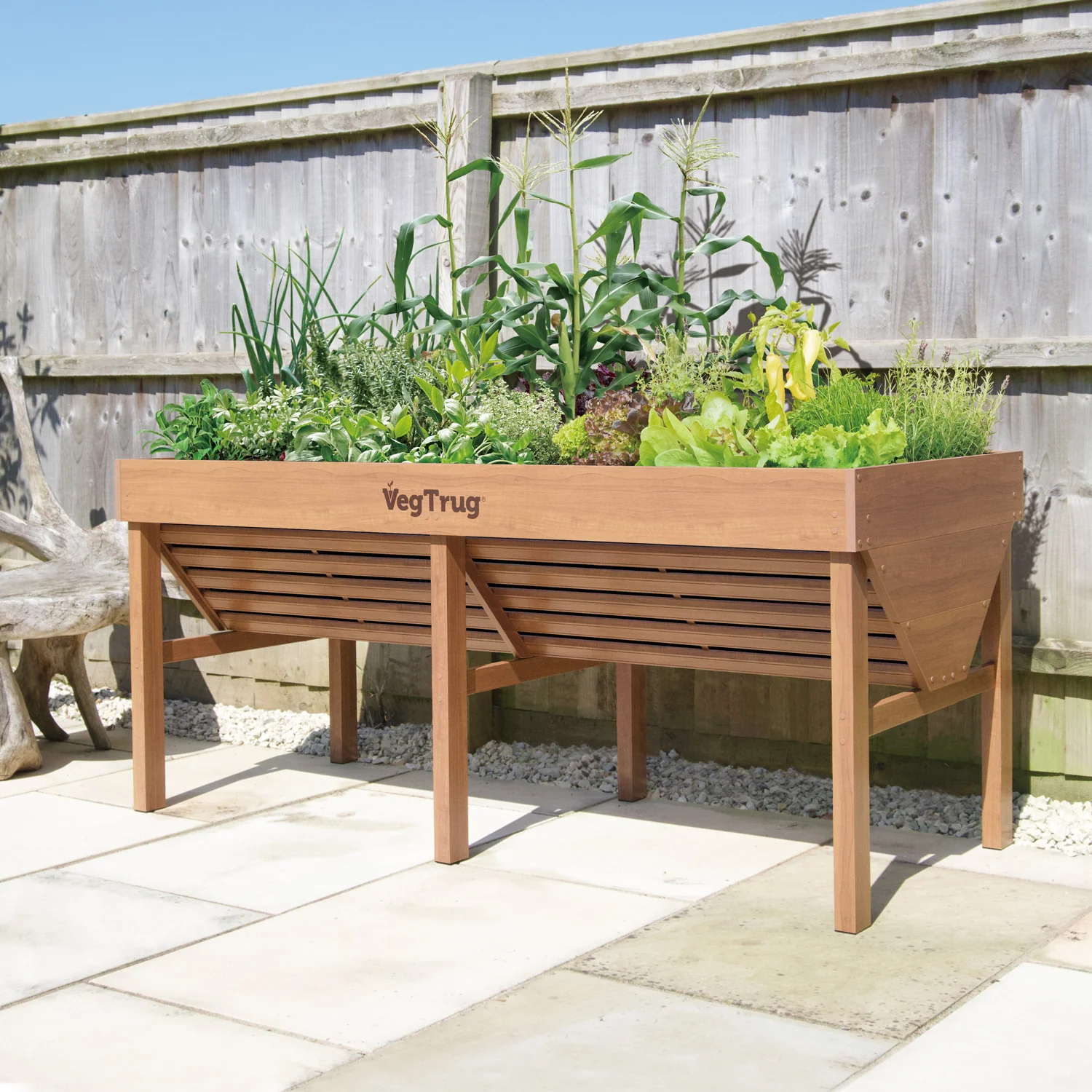 VegTrug Aluminium Raised Planter Medium 1.8m - Natural Wood Effect - Image 2