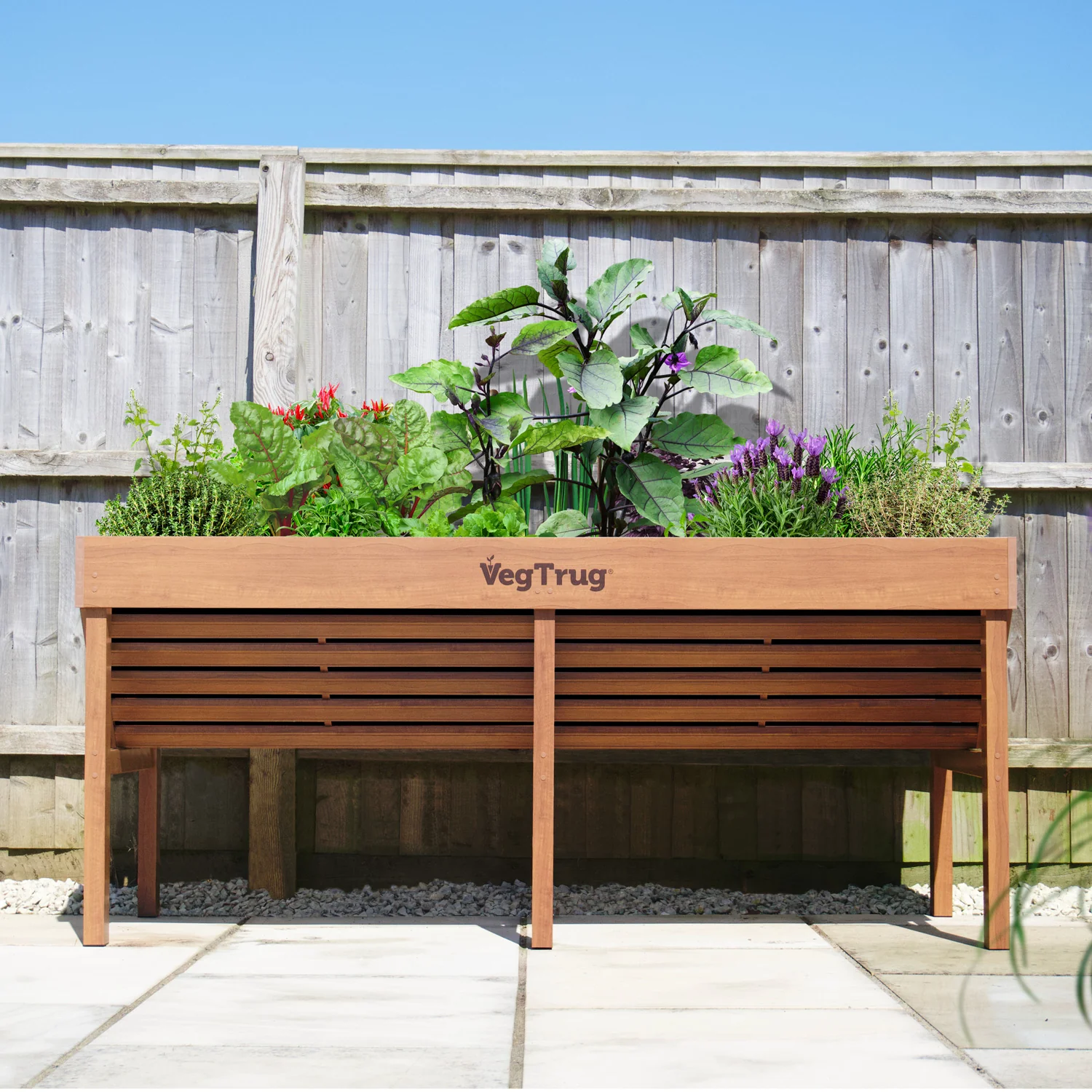 VegTrug Aluminium Raised Planter Medium 1.8m - Natural Wood Effect - Image 3