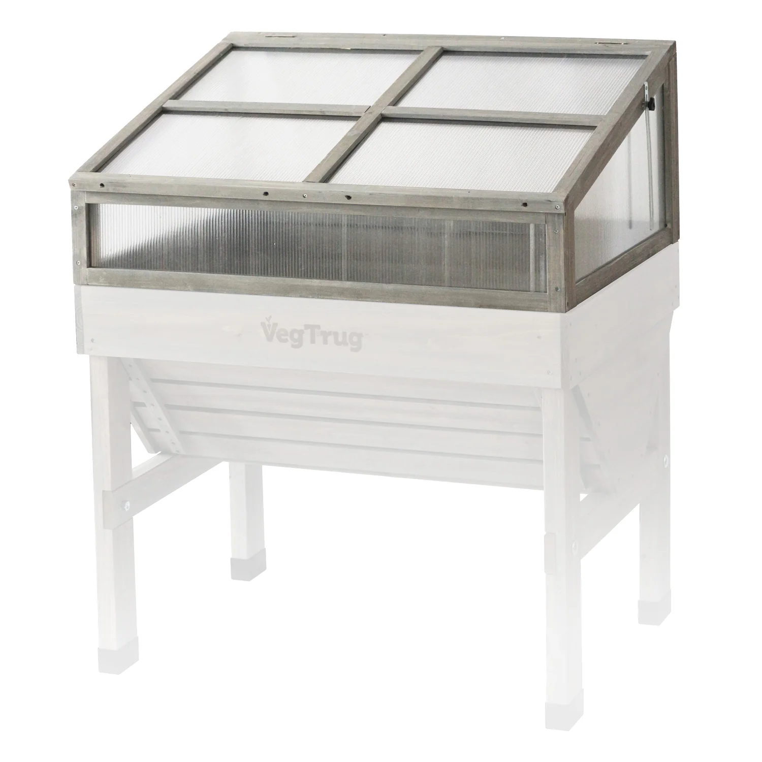 VegTrug Cold Frame for Small 1m Classic Wooden Raised Planter - Grey Wash - Image 2
