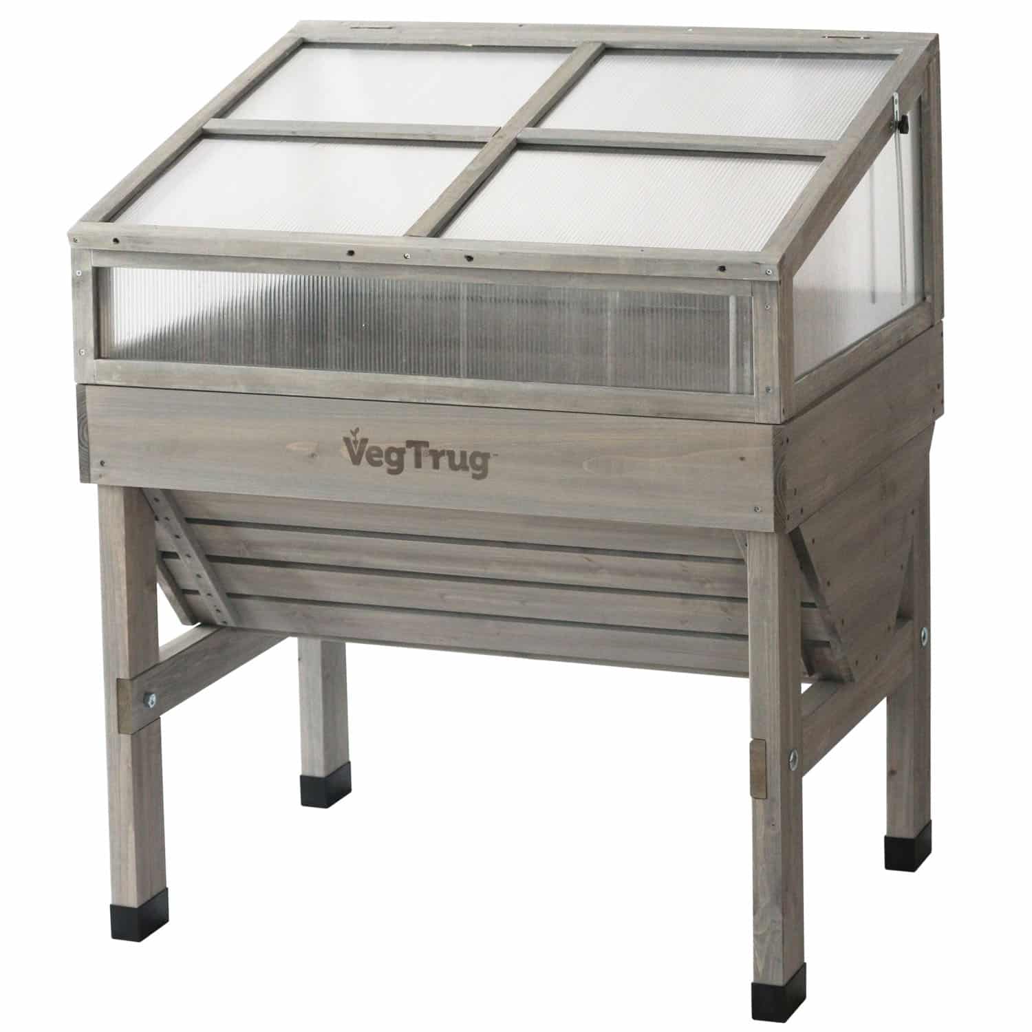 VegTrug Cold Frame for Small 1m Classic Wooden Raised Planter - Grey Wash - Image 3