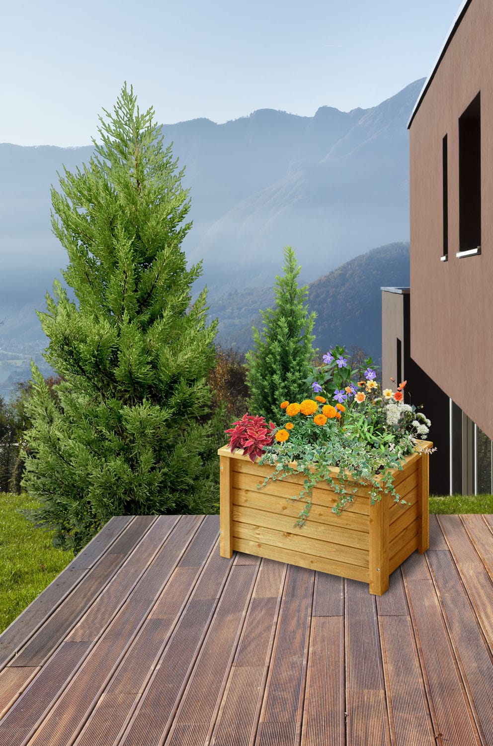 VegTrug Timber Rectangular Planter Box 600 x 350 x 400mm Natural - Image 5