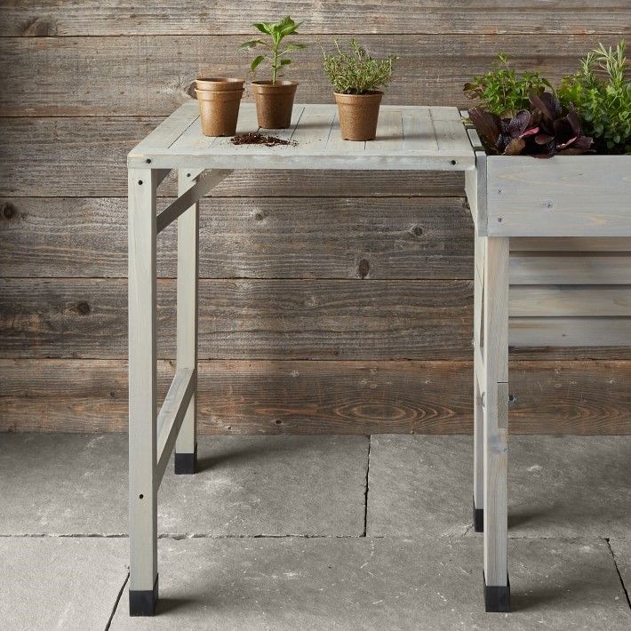 VegTrug Timber Side Table for Classic Planter - Grey Wash - Image 3