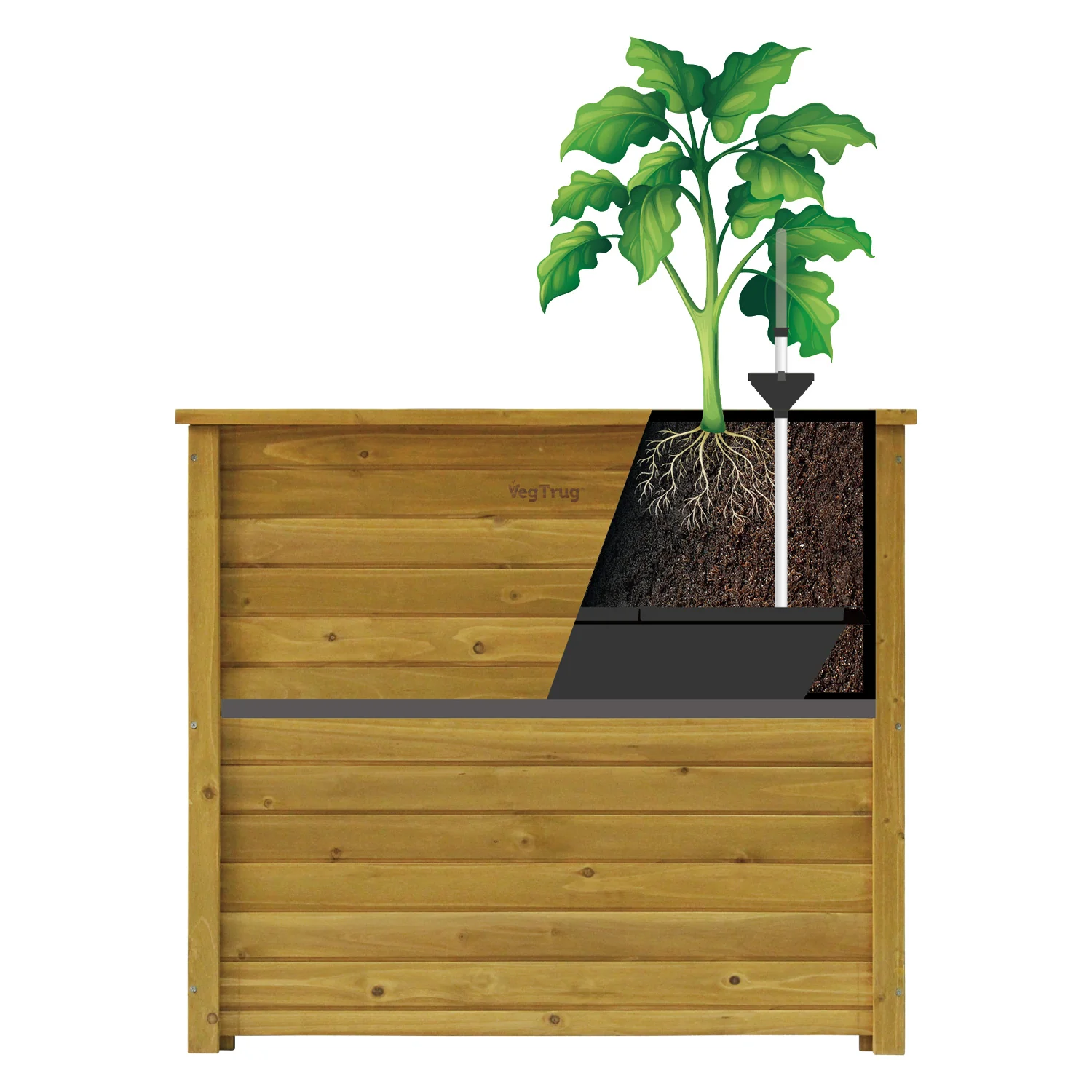 VegTrug Timber Tall Rectangular Planter Box 940 x 380 x 820mm Natural - Image 12