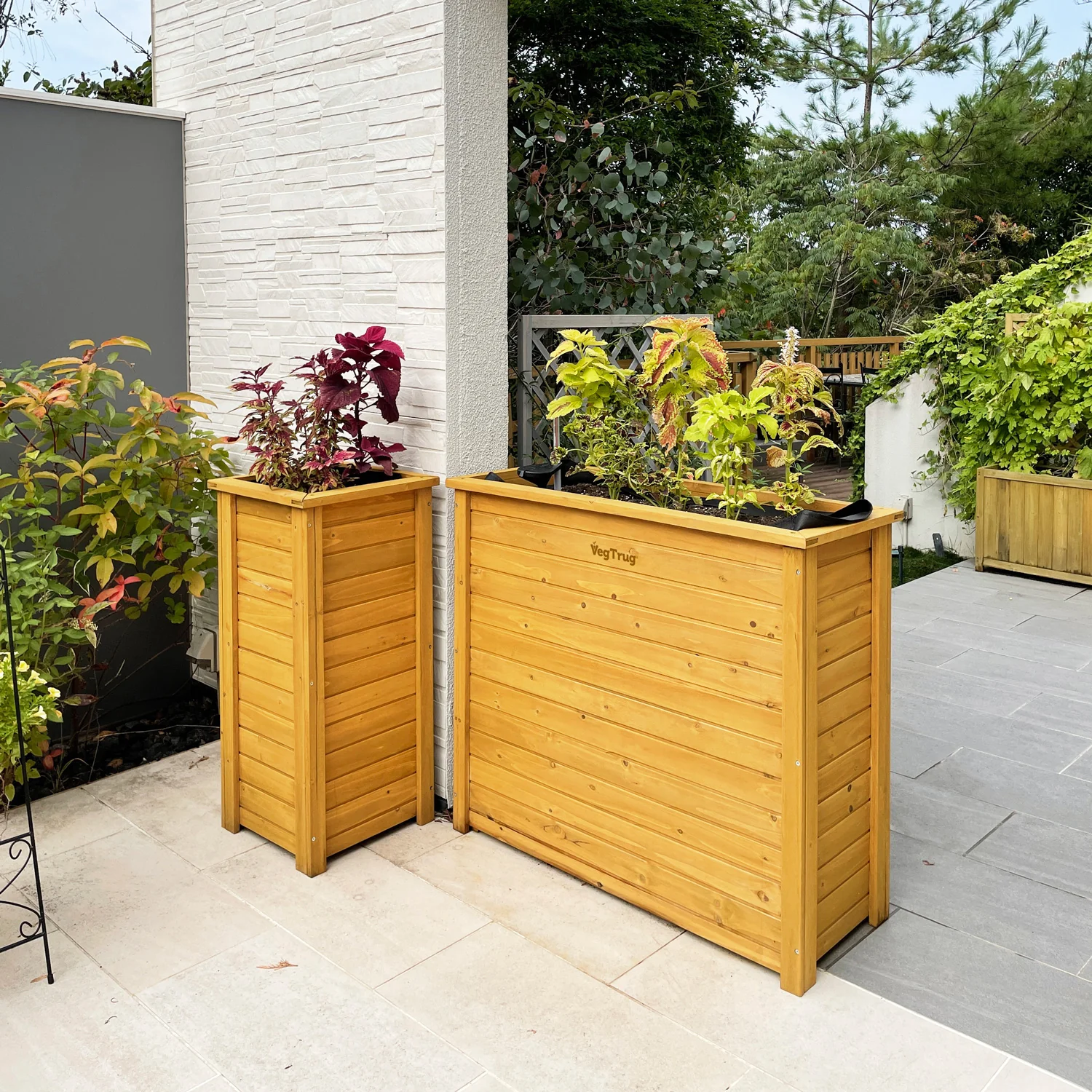 VegTrug Timber Tall Square Planter Box 380 x 380 x 820mm Natural - Image 4