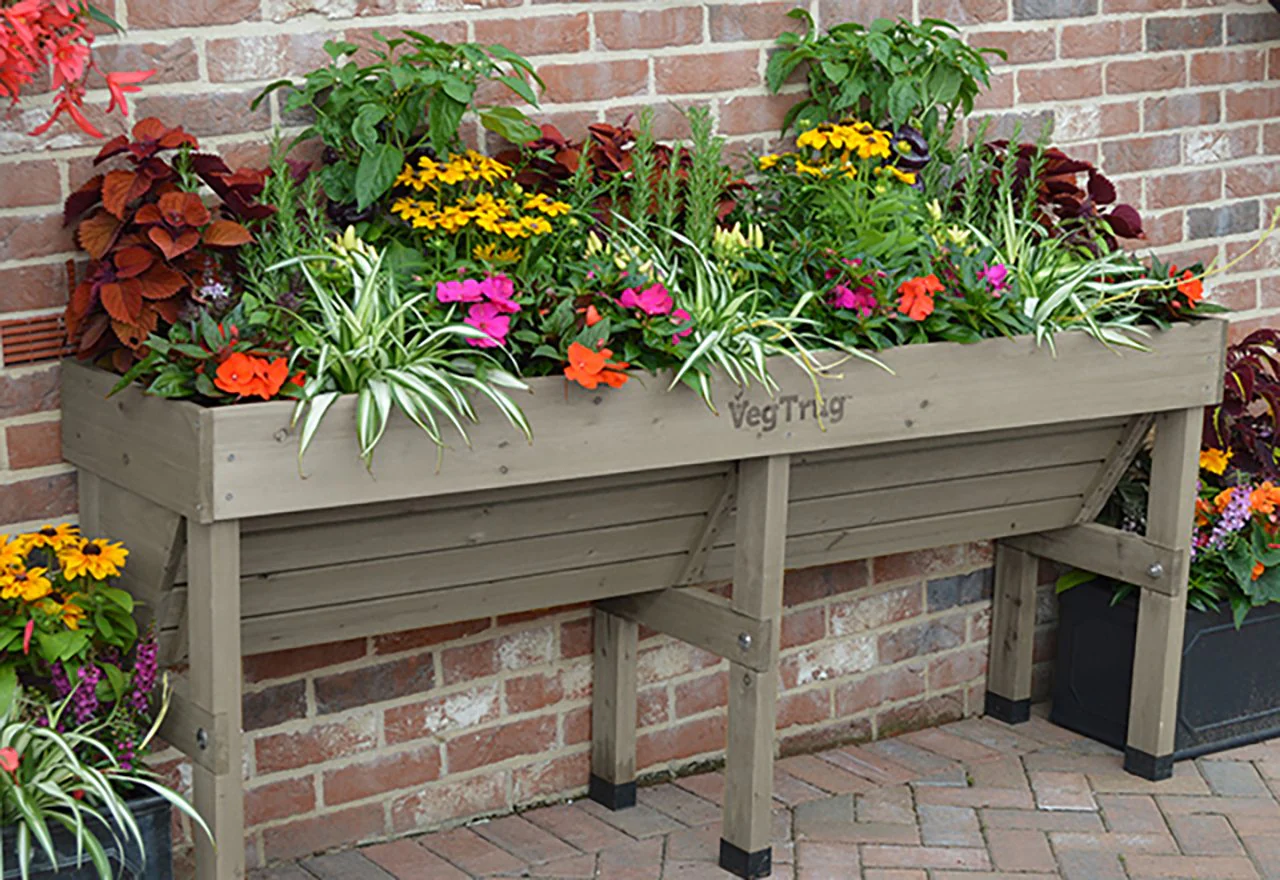 VegTrug Wooden Raised Planter Medium Wallhugger - Grey Wash - Image 3