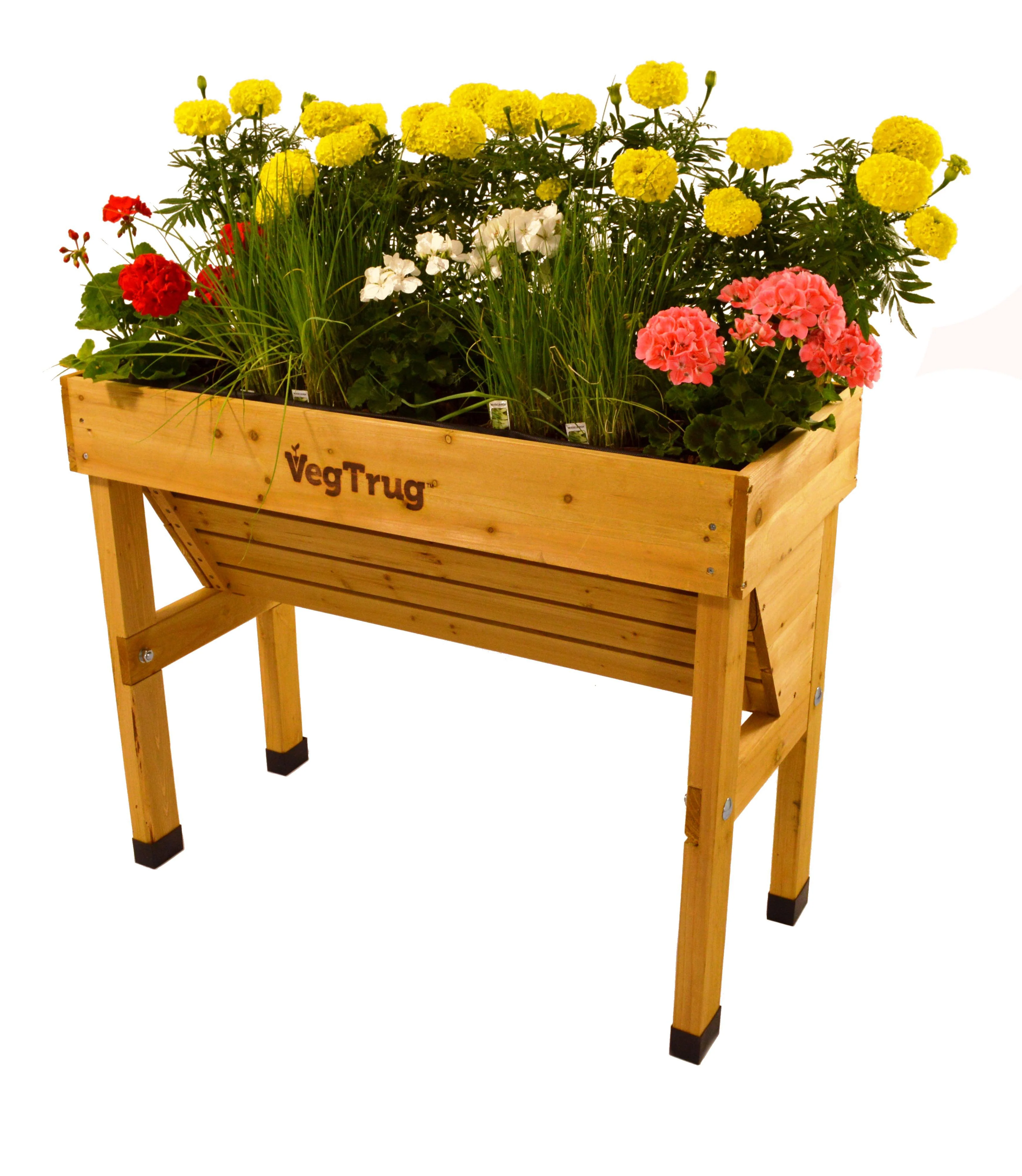 VegTrug Wooden Raised Planter Small Wallhugger - Natural - Image 3