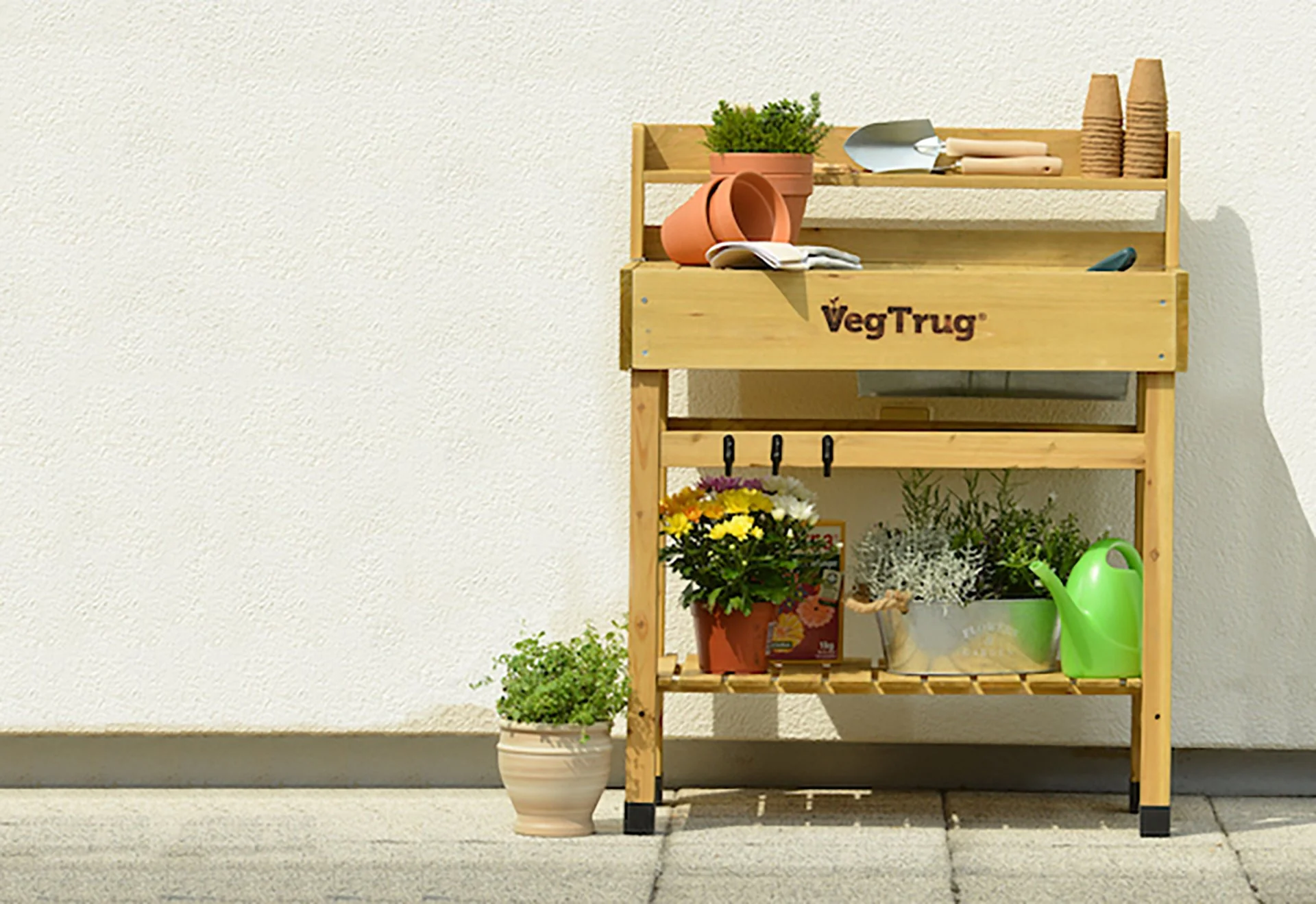VegTrug Deluxe Wooden Raised Potting Bench - Natural - Image 3